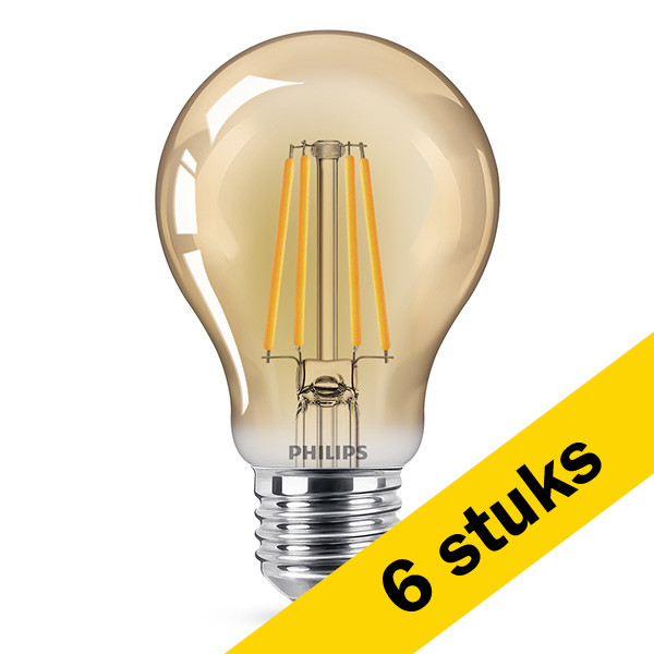 Philips Aanbieding: 6x Philips LED lamp E27 | Peer A60 | Vintage | Goud | 2500K | 4W (35W)  LPH01288 - 1