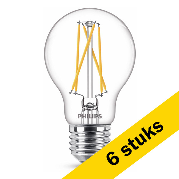 Aanbieding: 6x Philips LED lamp E27 | Peer A60 | WarmGlow | Filament | 2200-2700K | 5.9W (60W) LPH02534 - 1
