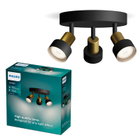 Philips Conduit plafondspot | 4x GU10 | Ronde basisplaat | Zwart/Goud  LPH03764