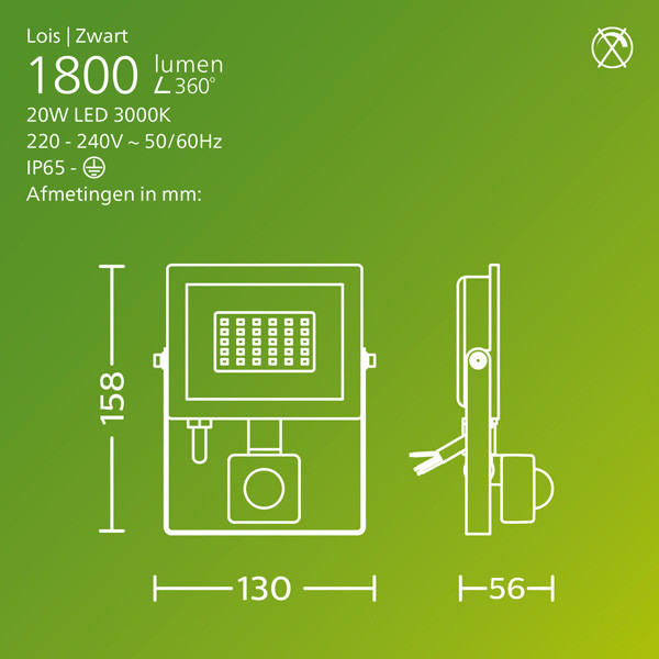 Philips Floodlight | Lois | 3000K | 5400 lumen | IP65 | 50W LPH04832 - 3