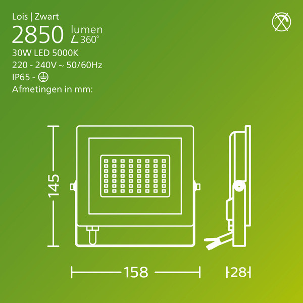 Philips Floodlight | Lois | 5000K | 3200 lumen | IP65 | 30W LPH04831 - 3