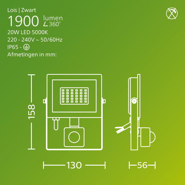 Philips Floodlight met sensor | Lois | 5000K | 2050 lumen | IP65 | 20W LPH04835 - 3