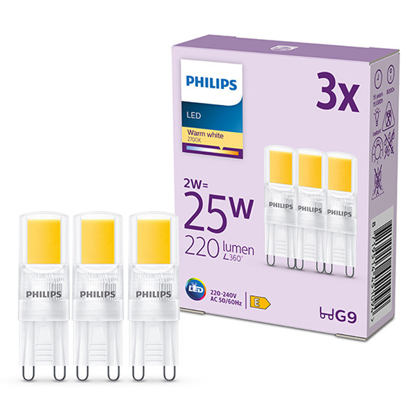 Philips G9 LED capsule | COB | Helder | 2700K | 2W (25W) | 3 stuks LPH03042 - 1