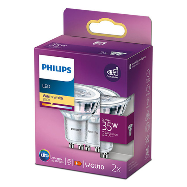 Philips GU10 LED spot | 2700K | 3.5W (35W) | 2 stuks  LPH00376 - 1