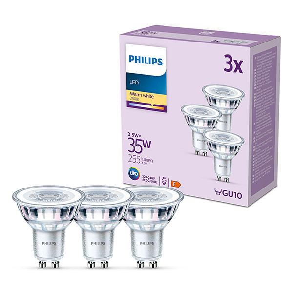Philips GU10 LED spot | 2700K | 3.5W (35W) | 3 stuks  LPH03031 - 1