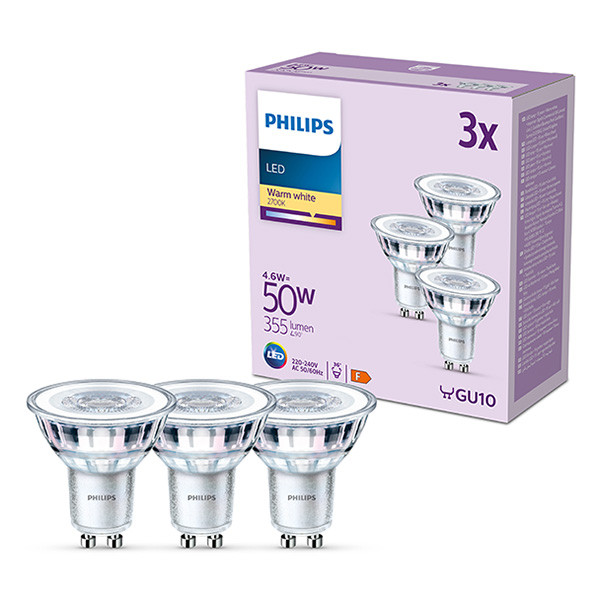 Philips GU10 LED spot | 2700K | 4.6W (50W) | 3 stuks  LPH03037 - 1