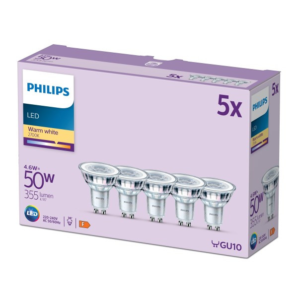 Philips GU10 LED spot | 2700K | 4.6W (50W) | 5 stuks LPH04988 - 1