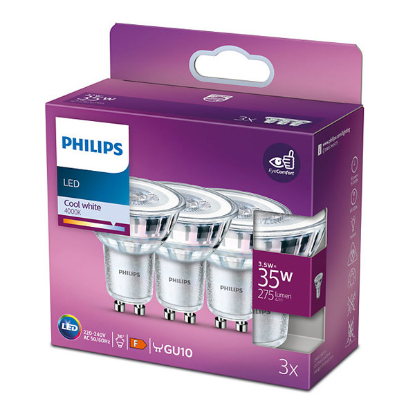 Philips GU10 LED spot | 4000K | 3.5W (35W) | 3 stuks  LPH02607 - 1