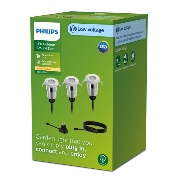Philips GardenLink grondspot | Spore | 2700K | IP44 | 3W | 24V | Zilver | Set van 3  LPH03573 - 2