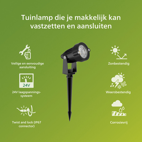 Philips GardenLink sokkellamp met spies | Caper | 2700K | IP44 | 1.5W | 24V | Zwart | Uitbreiding  LPH03561 - 7