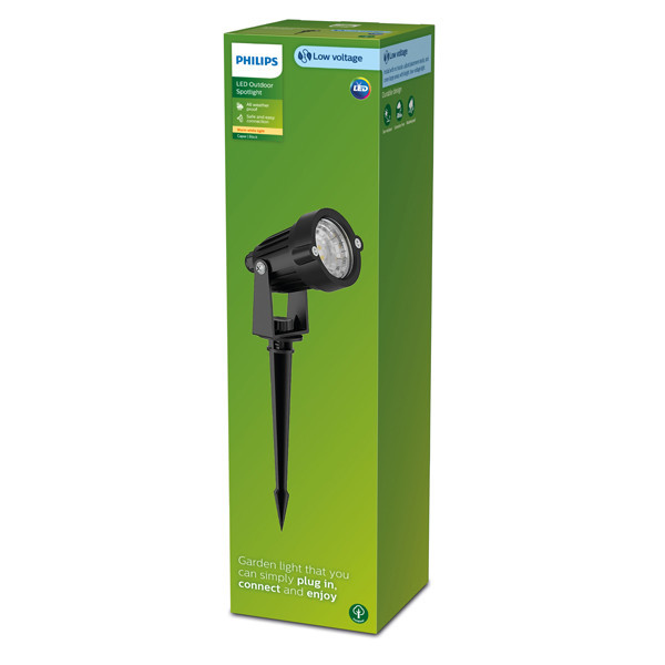 Philips GardenLink sokkellamp met spies | Caper | 2700K | IP44 | 1.5W | 24V | Zwart | Uitbreiding  LPH03561 - 2