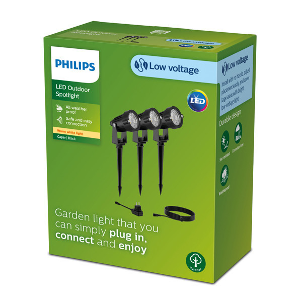Philips GardenLink sokkellamp met spies | Caper | 2700K | IP44 | 4.5W | 24V | Zwart | Set van 3  LPH03571 - 2
