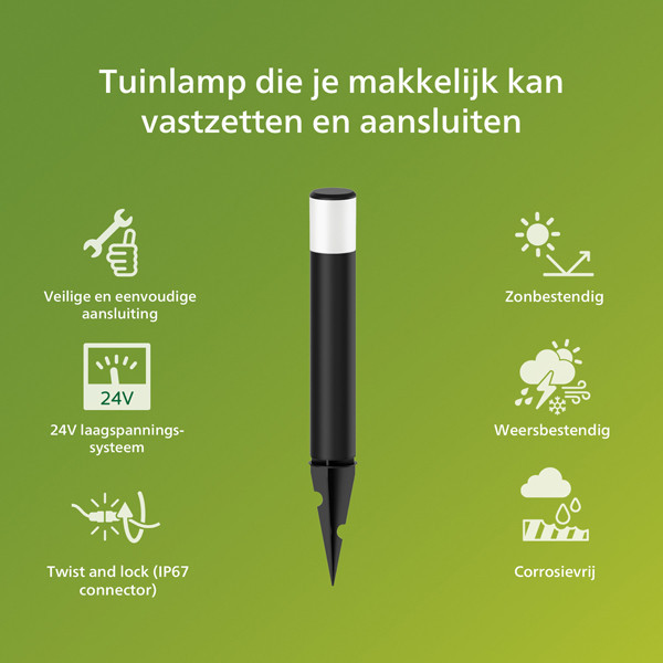 Philips GardenLink sokkellamp met spies | Purex | 2700K | IP44 | 4.5W | 24V | Zwart | Set van 3  LPH03570 - 4