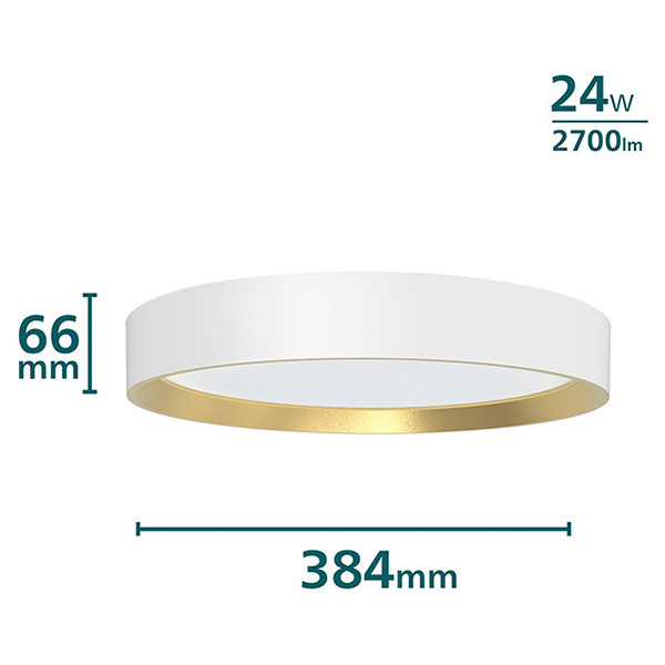 Philips Hanno plafondlamp | Ultra Efficient | SceneSwitch | 2700K | Ø 38.4 cm | Wit/Goud | 24W  LPH03745 - 2