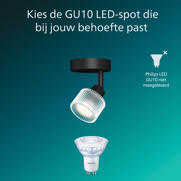Philips Horen Led Opbouwspot | 1 spot | Zwart | GU10 fitting LPH05073 - 6