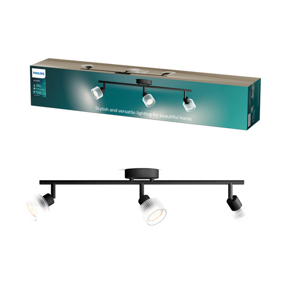 Philips Horen Led Opbouwspot | 3 spots | Zwart | GU10 fitting LPH05070 - 1