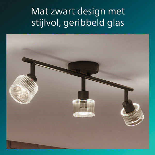 Philips Horen Led Opbouwspot | 3 spots | Zwart | GU10 fitting LPH05070 - 3