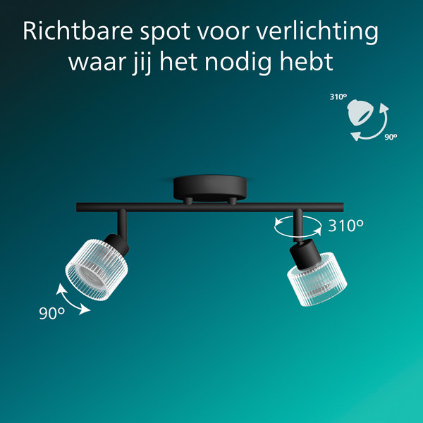 Philips Horen Led Opbouwspot | 3 spots | Zwart | GU10 fitting LPH05070 - 5