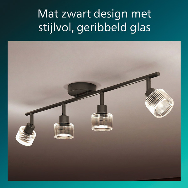 Philips Horen Led Opbouwspot | 4 spots | Zwart | GU10 fitting LPH05072 - 3