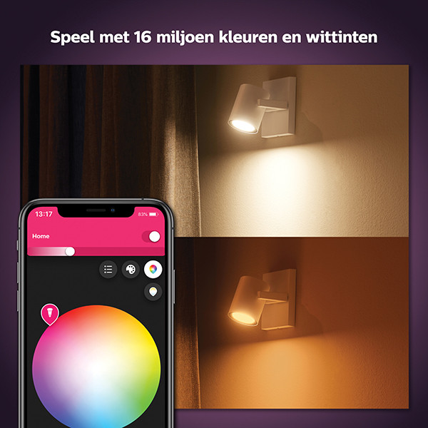 Philips Hue Argenta opbouwspot | Wit | White en Color Ambiance | 1 spot  LPH03916 - 5