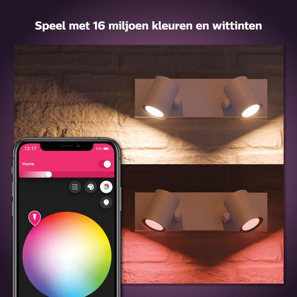 Philips Hue Argenta opbouwspot | Wit | White en Color Ambiance | 2 spots  LPH03913 - 5