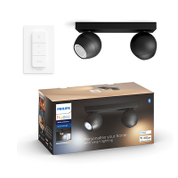 Philips Hue Buckram Opbouwspot | Zwart | 2 spots | White Ambiance | incl. dimmer switch  LPH02796