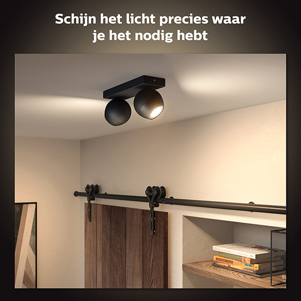 Philips Hue Buckram Opbouwspot | Zwart | 2 spots | White Ambiance | incl. dimmer switch  LPH02796 - 5
