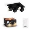 Philips Hue Buckram opbouwspot zwart | White Ambiance | 4 spots | incl. dimmer switch  LPH01534