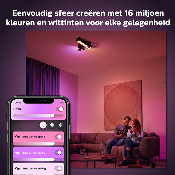 Philips Hue Centris opbouwspot | Kruisvorm | Zwart | White en Color Ambiance | 3 spots | V2  LPH03931 - 4