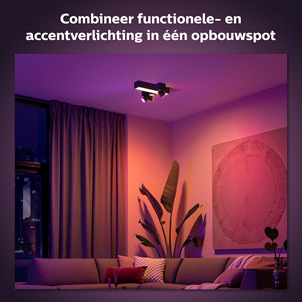 Philips Hue Centris opbouwspot | Kruisvorm | Zwart | White en Color Ambiance | 3 spots | V2  LPH03931 - 6