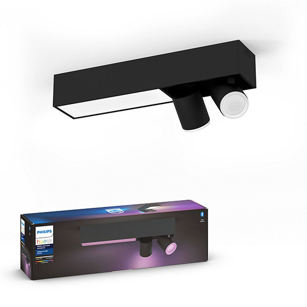 evolutie Napier steenkool Philips Hue Centris opbouwspot zwart | White en Color Ambiance | 2 spots Philips  HUE 123led.nl