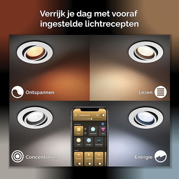 Philips Hue Centura inbouwspot | Rond | Aluminium | White en Color Ambiance | 4.2W | 3 stuks  LPH03906 - 6