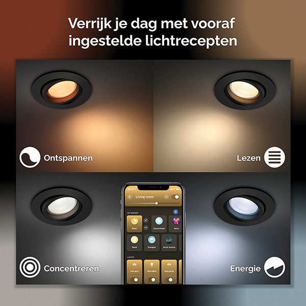Philips Hue Centura inbouwspot | Rond | Zwart | White en Color Ambiance | 4.2W | 1 stuk  LPH03907 - 6