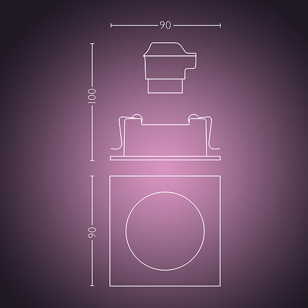 Philips Hue Centura inbouwspot | Vierkant | Wit | White en Color Ambiance | 4.2W | 1 stuk  LPH03912 - 9