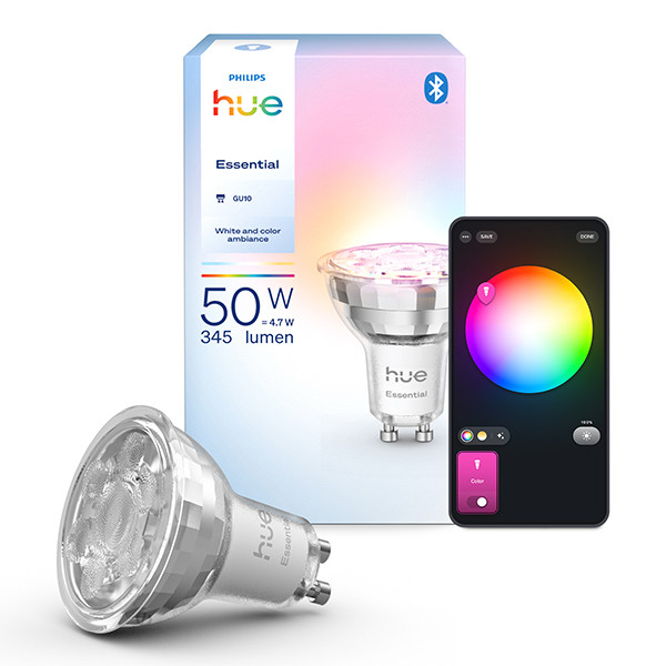 Philips Hue Essential GU10 Smart led | White & Color Ambiance | Zigbee | 4.7W (50W) LPH04290 - 1