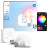 Philips Hue Essential Starterkit E27 | Peer A60 | RGB + 2200-6500K | 2 lampen, 1 bridge LPH04574