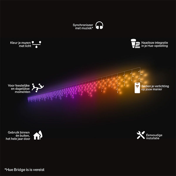 Philips Hue Festavia ijspegelverlichting | 8.5 meter | White & Color Ambiance | 250 lampjes | Zigbee | IP54 LPH05152 - 2
