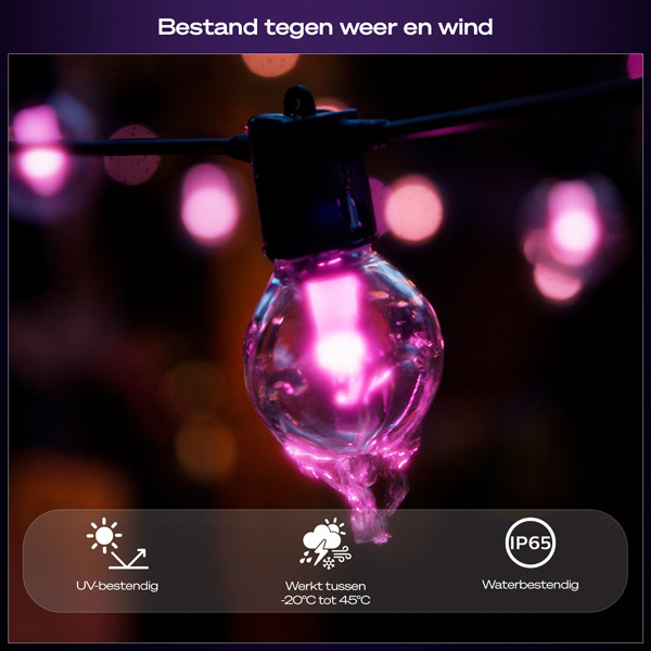 Philips Hue Festavia lichtsnoer koppelbaar 14 meter uitbreiding | White & Color Ambiance | 20 lampjes | IP65 | Zwart LPH04600 - 7