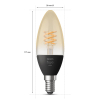 Philips Hue Filament | E14 | Kaars | White | 300 lumen | 4.5W | 2 stuks  LPH02733 - 3