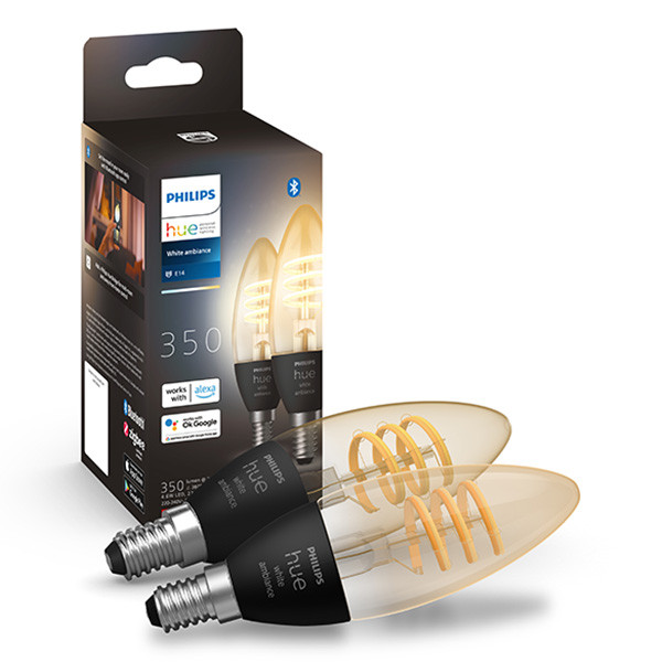 Philips Hue Filament | E14 | Kaars | White Ambiance | 350 lumen | 4.4W | 2 stuks  LPH03047 - 1