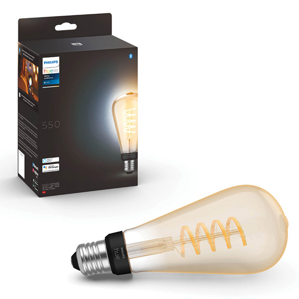 Ampoule LED à filament virtuel Philips Hue E27 ST64 Smart 7W 550lm, Ampoules