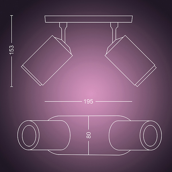 Philips Hue Fugato opbouwspot | Wit | White en Color Ambiance | 2 spots  LPH03920 - 3