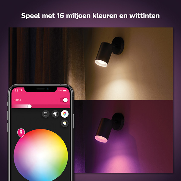 Philips Hue Fugato opbouwspot | Zwart | White en Color Ambiance | 1 spot  LPH03923 - 5