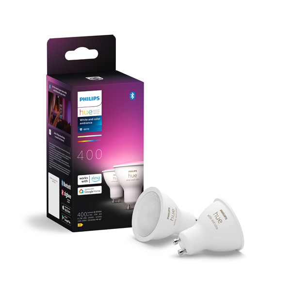 Philips Hue GU10 Smart led | White & Color Ambiance | Zigbee | 4.2W (40W) | 2 stuks LPH03696 - 1