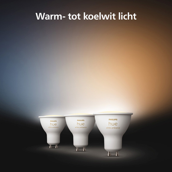 Philips Hue GU10 Smart led | White Ambiance | Zigbee | 4.2W (40W) | 3 stuks LPH03733 - 4