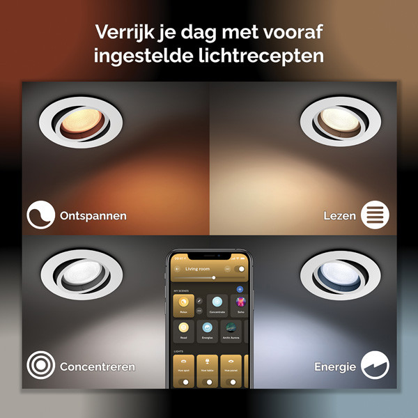 Philips Hue Inbouwspot | Milliskin | White Ambiance | Aluminium | 4.2W  LPH03700 - 6