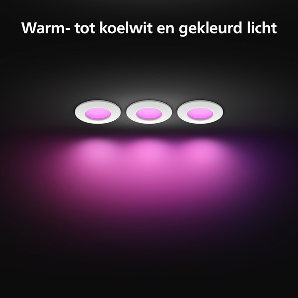Philips Hue Inbouwspot | Slim Recessed 90mm | White en Color Ambiance | Wit | 3x 8.3W  LPH03726 - 5