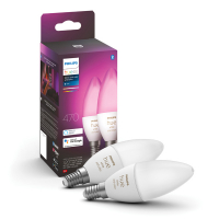 Philips Hue Kaarslamp E14 | White en Color Ambiance | 470 lumen | 4W | 2 stuks  LPH02701
