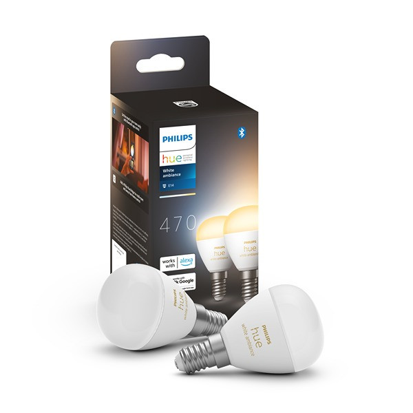 Philips Hue Kogellamp E14 | White Ambiance | 470 lumen | 5.1W | 2 stuks  LPH03366 - 1