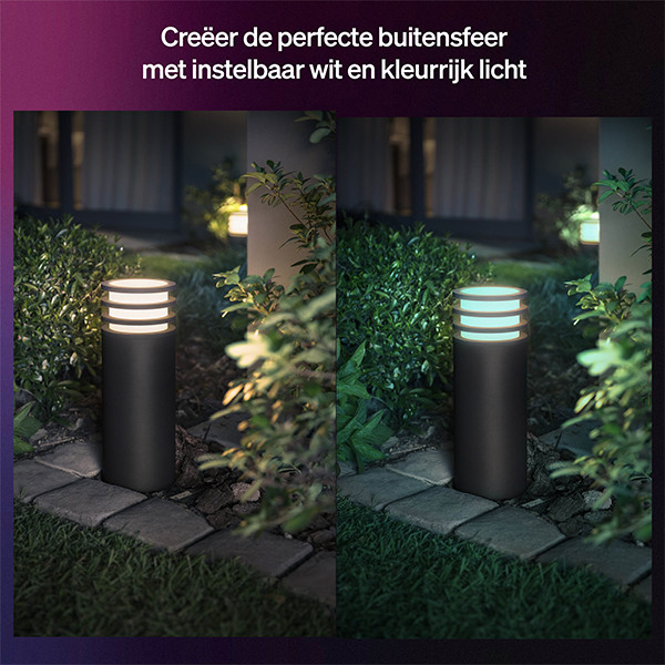 Philips Hue Lucca sokkellamp laag | White & Color Ambiance | Zigbee | Antraciet | IP44 | Dimbaar | 8.1W LPH04862 - 3